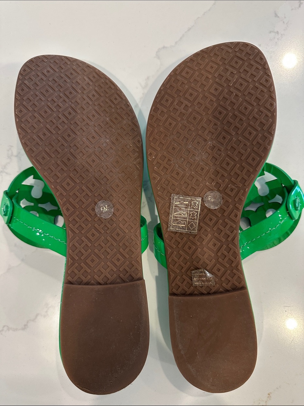 Tory Burch Green Patent Leather Miller Sandals Size 6 - Picture 6 of 8